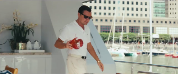 Leonardo DiCaprio about to throw a lobster at Kyle Chander (off-screen) in The Wolf of Wall Street. I couldn't find a decent picture of this shot online, so I took a screencap of the trailer.